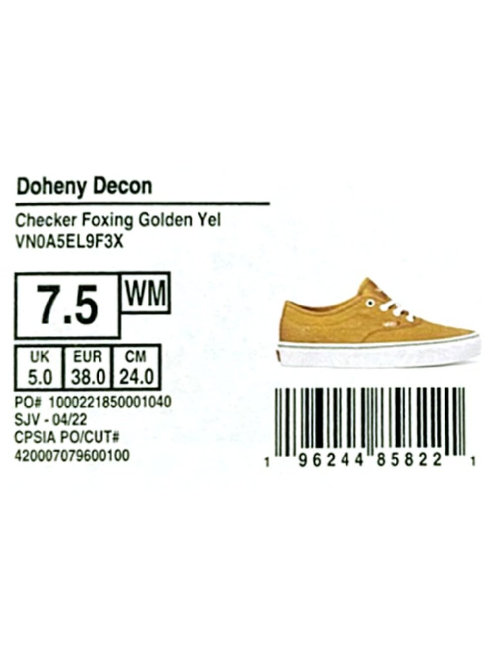 VANS Like-New "Doheny Decon" Sneakers RARE! - Golden Yellow - Women's 7.5 - Picture 12 of 12